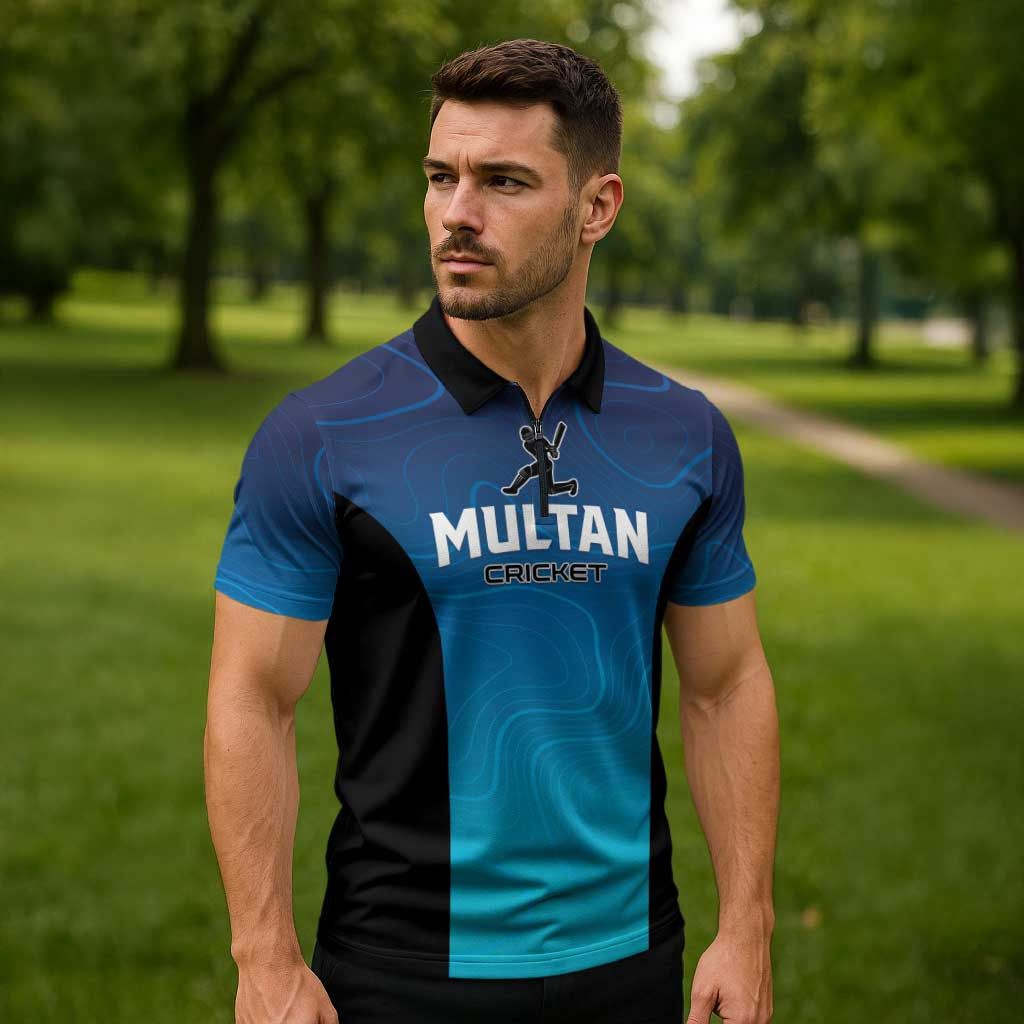 Custom Multan Cricket Zipper Polo Shirt Sultan Dreams Do Come True - Wonder Print Shop