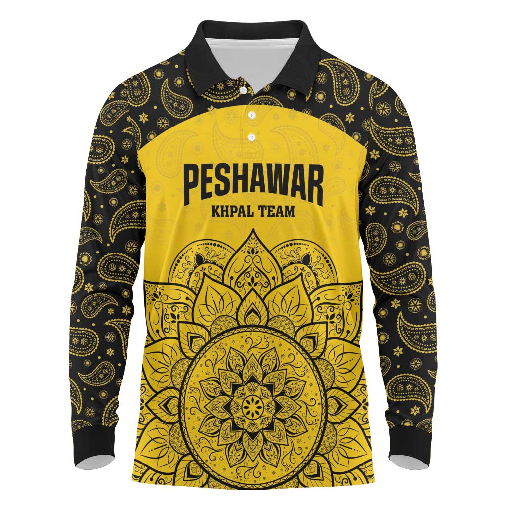 Custom Peshawar Cricket Long Sleeve Polo Shirt Hum Zalmi Hum Peshawar - Wonder Print Shop