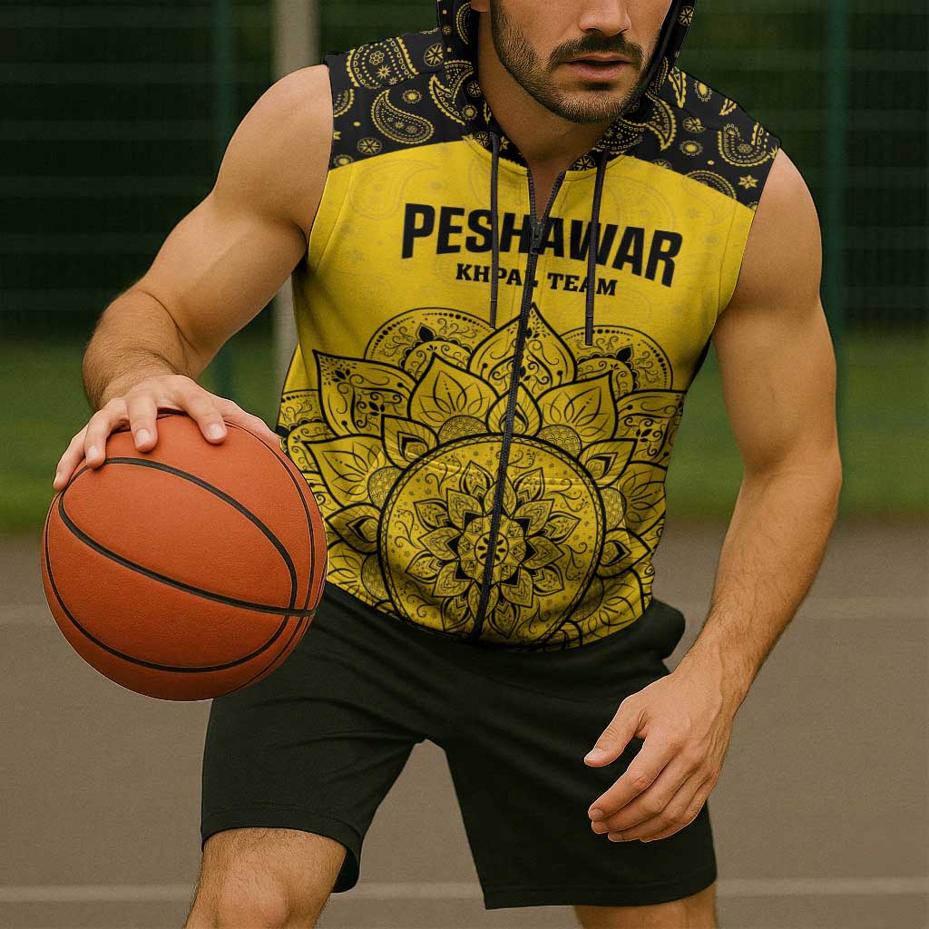 Custom Peshawar Cricket Sleeveless Zip Hoodie Hum Zalmi Hum Peshawar - Wonder Print Shop