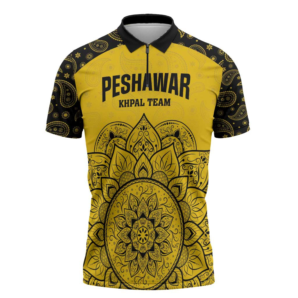 Custom Peshawar Cricket Zipper Polo Shirt Hum Zalmi Hum Peshawar - Wonder Print Shop