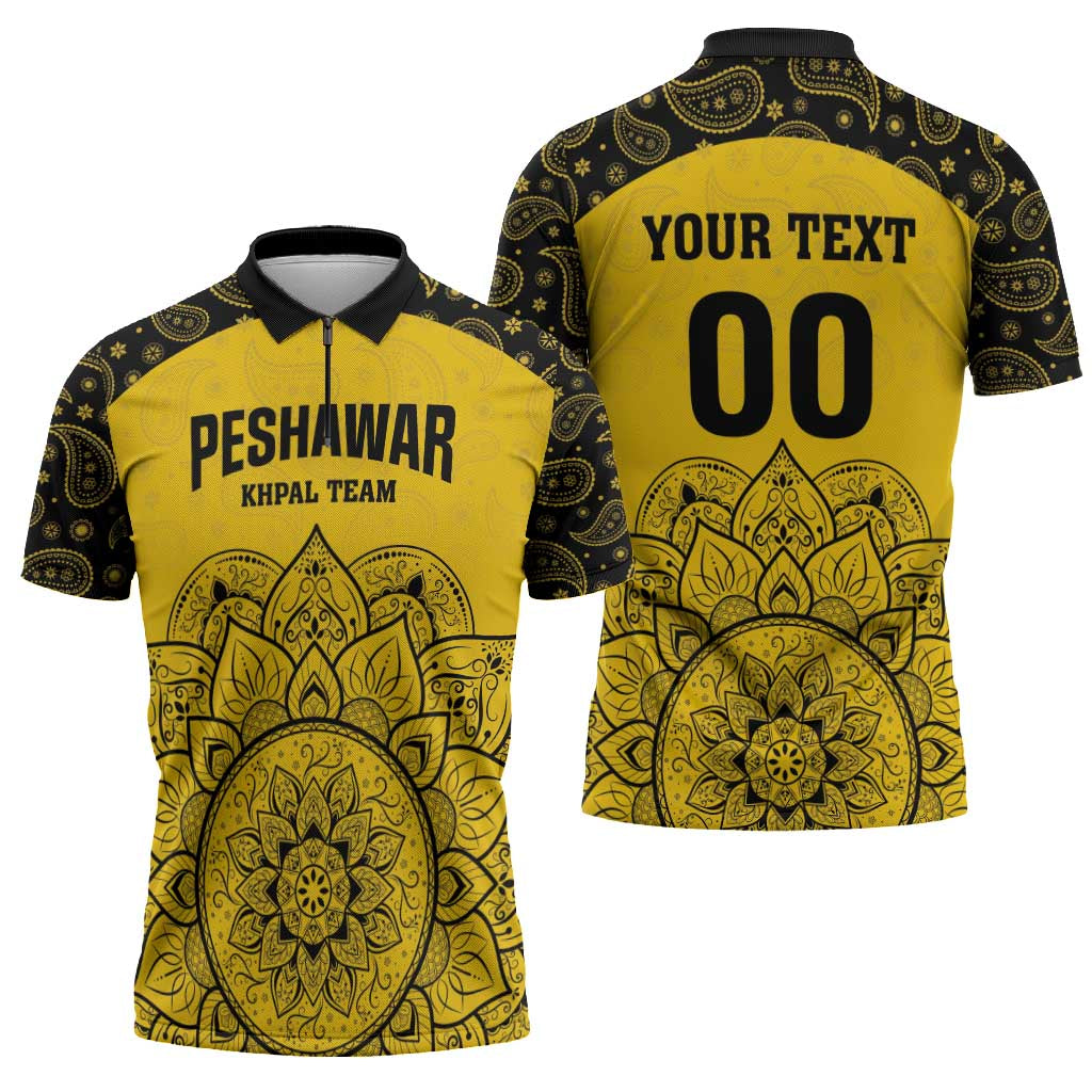 Custom Peshawar Cricket Zipper Polo Shirt Hum Zalmi Hum Peshawar - Wonder Print Shop