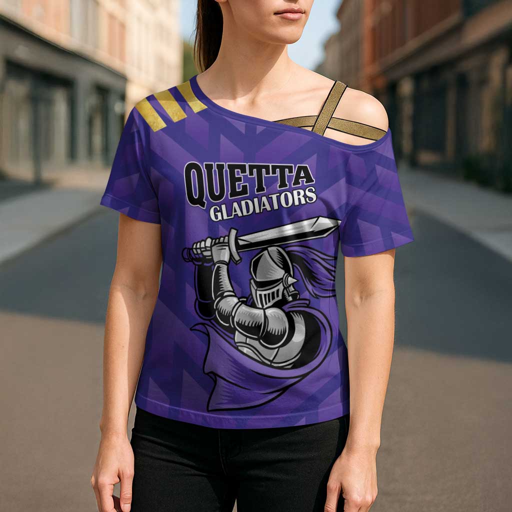 Custom Quetta Cricket Gladiators Cross Shoulder Shirt One Force Purple Force - Wonder Print Shop