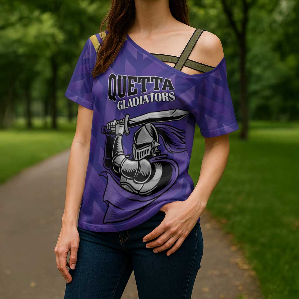 Custom Quetta Cricket Gladiators Cross Shoulder Shirt One Force Purple Force - Wonder Print Shop