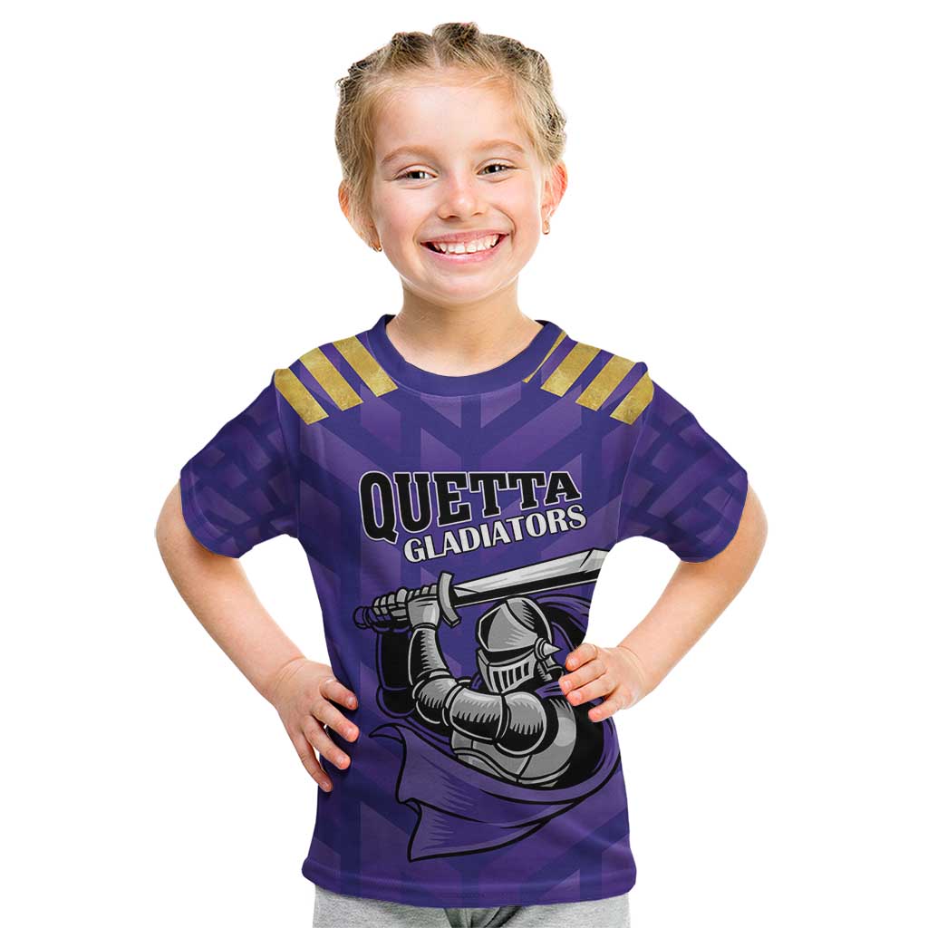 Custom Quetta Cricket Gladiators Kid T Shirt One Force Purple Force - Wonder Print Shop