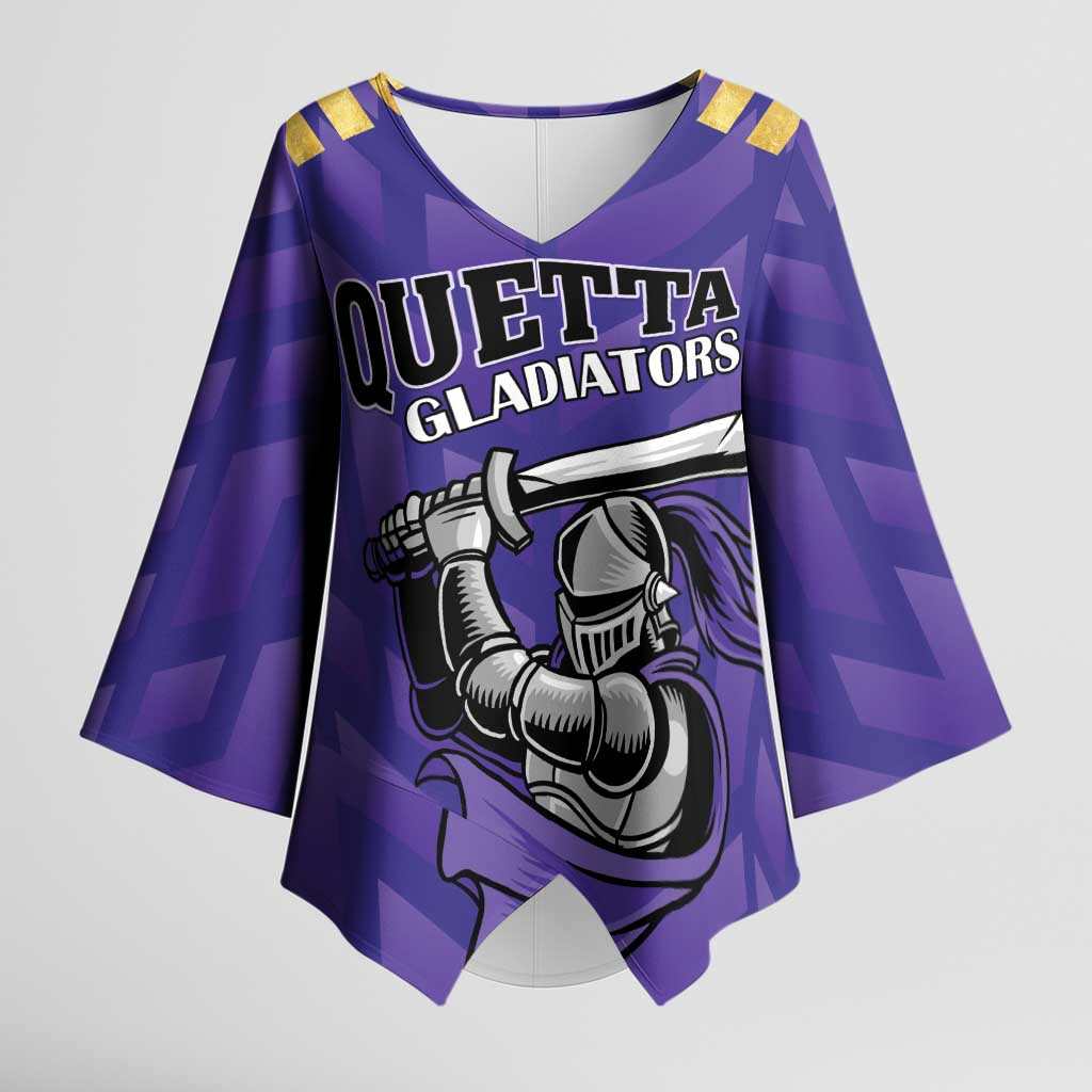 Custom Quetta Cricket Gladiators Kimono Sleeve Blouse One Force Purple Force - Wonder Print Shop