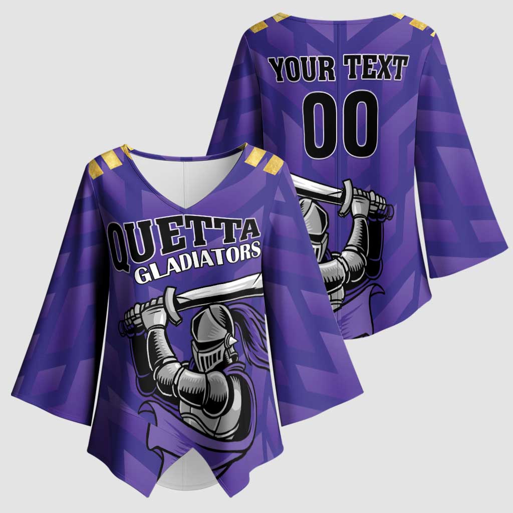 Custom Quetta Cricket Gladiators Kimono Sleeve Blouse One Force Purple Force - Wonder Print Shop
