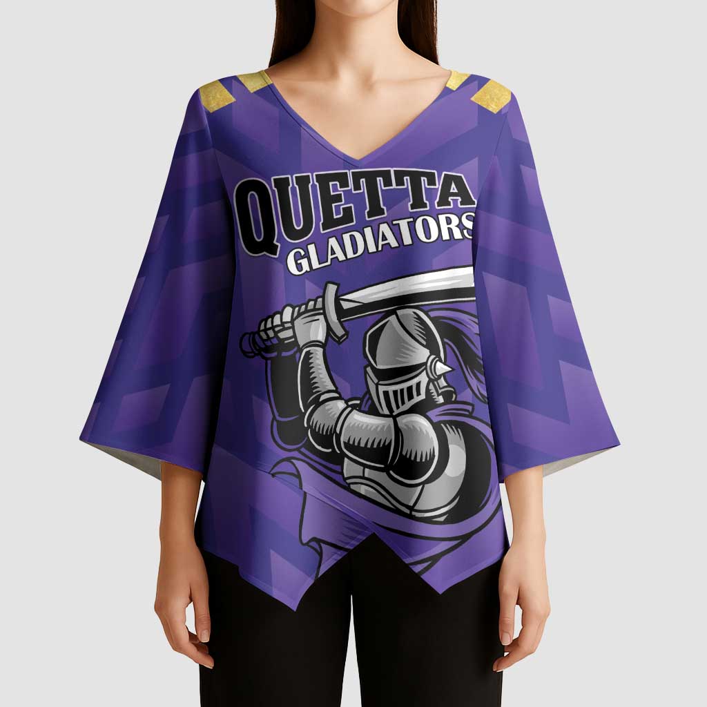 Custom Quetta Cricket Gladiators Kimono Sleeve Blouse One Force Purple Force - Wonder Print Shop