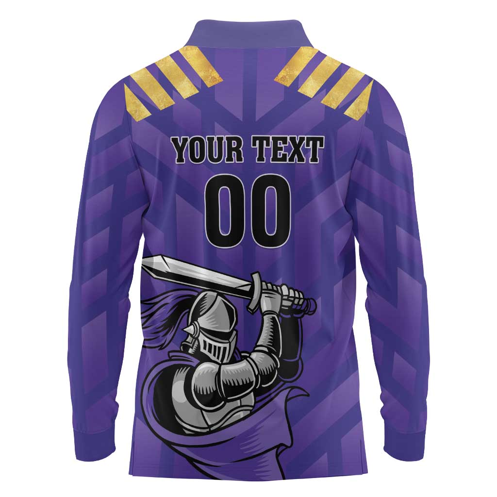 Custom Quetta Cricket Gladiators Long Sleeve Polo Shirt One Force Purple Force - Wonder Print Shop