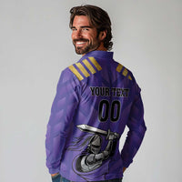 Custom Quetta Cricket Gladiators Long Sleeve Polo Shirt One Force Purple Force - Wonder Print Shop