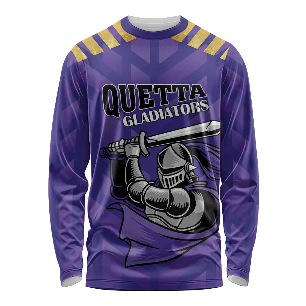 Custom Quetta Cricket Gladiators Long Sleeve Shirt One Force Purple Force - Wonder Print Shop