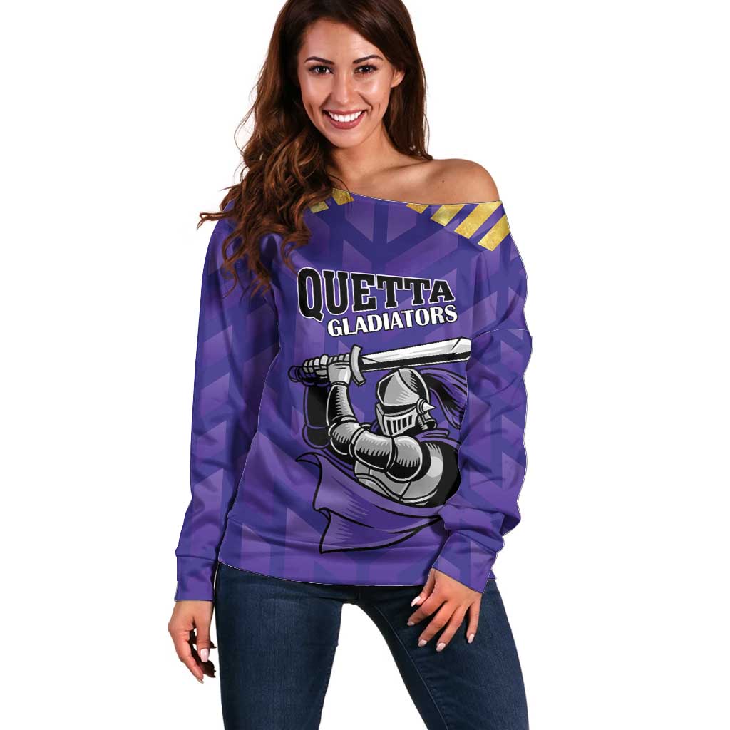 Custom Quetta Cricket Gladiators Off Shoulder Sweater One Force Purple Force - Wonder Print Shop