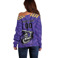 Custom Quetta Cricket Gladiators Off Shoulder Sweater One Force Purple Force - Wonder Print Shop