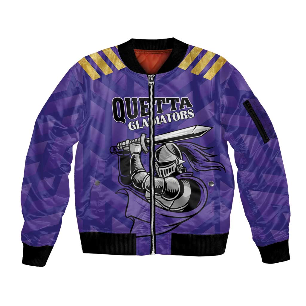 Custom Quetta Cricket Gladiators Sleeve Zip Bomber Jacket One Force Purple Force - Wonder Print Shop