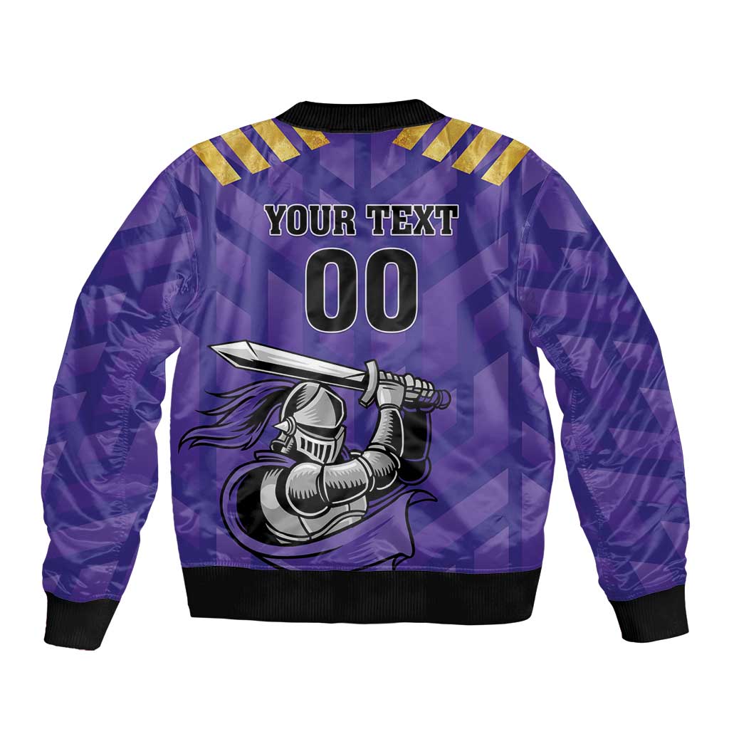 Custom Quetta Cricket Gladiators Sleeve Zip Bomber Jacket One Force Purple Force - Wonder Print Shop