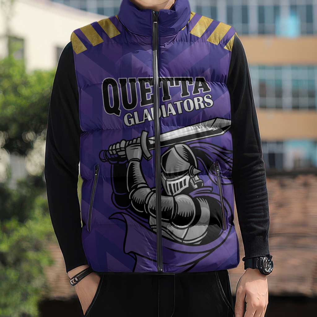 Custom Quetta Cricket Gladiators Sleeveless Puffer Jacket One Force Purple Force - Wonder Print Shop