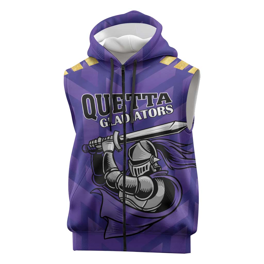Custom Quetta Cricket Gladiators Sleeveless Zip Hoodie One Force Purple Force - Wonder Print Shop