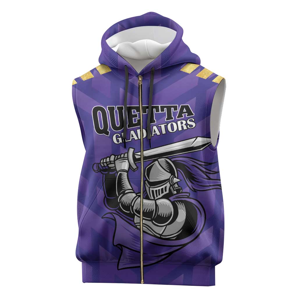 Custom Quetta Cricket Gladiators Sleeveless Zip Hoodie One Force Purple Force - Wonder Print Shop