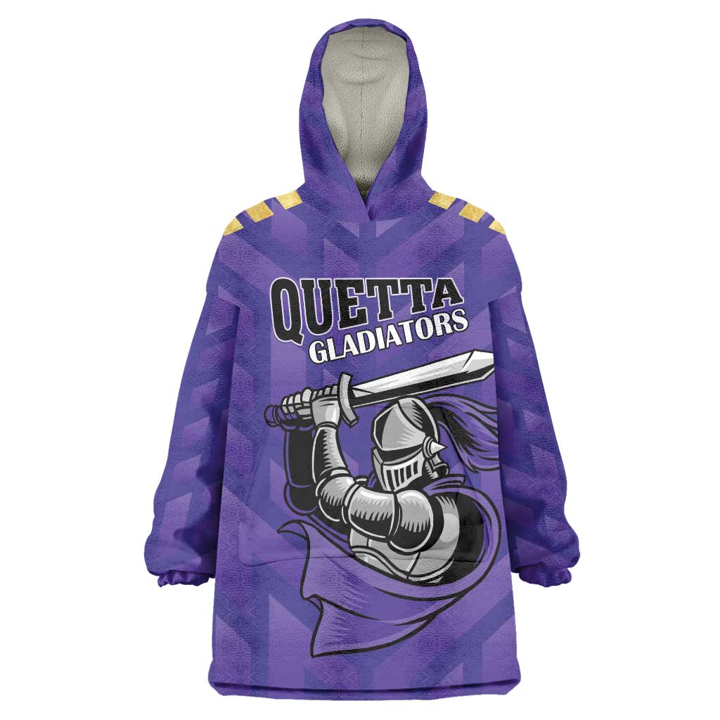 Custom Quetta Cricket Gladiators Wearable Blanket Hoodie One Force Purple Force - Wonder Print Shop