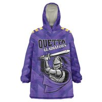 Custom Quetta Cricket Gladiators Wearable Blanket Hoodie One Force Purple Force - Wonder Print Shop