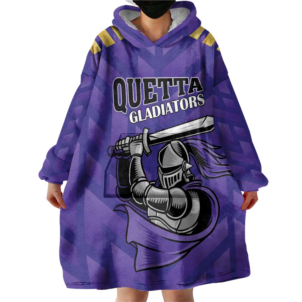 Custom Quetta Cricket Gladiators Wearable Blanket Hoodie One Force Purple Force - Wonder Print Shop