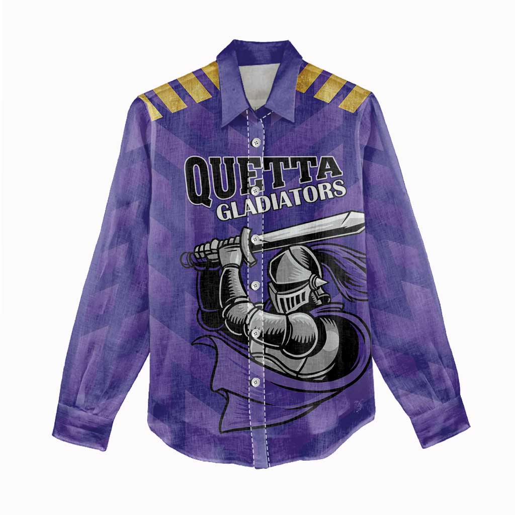 Custom Quetta Cricket Gladiators Women Casual Shirt One Force Purple Force - Wonder Print Shop