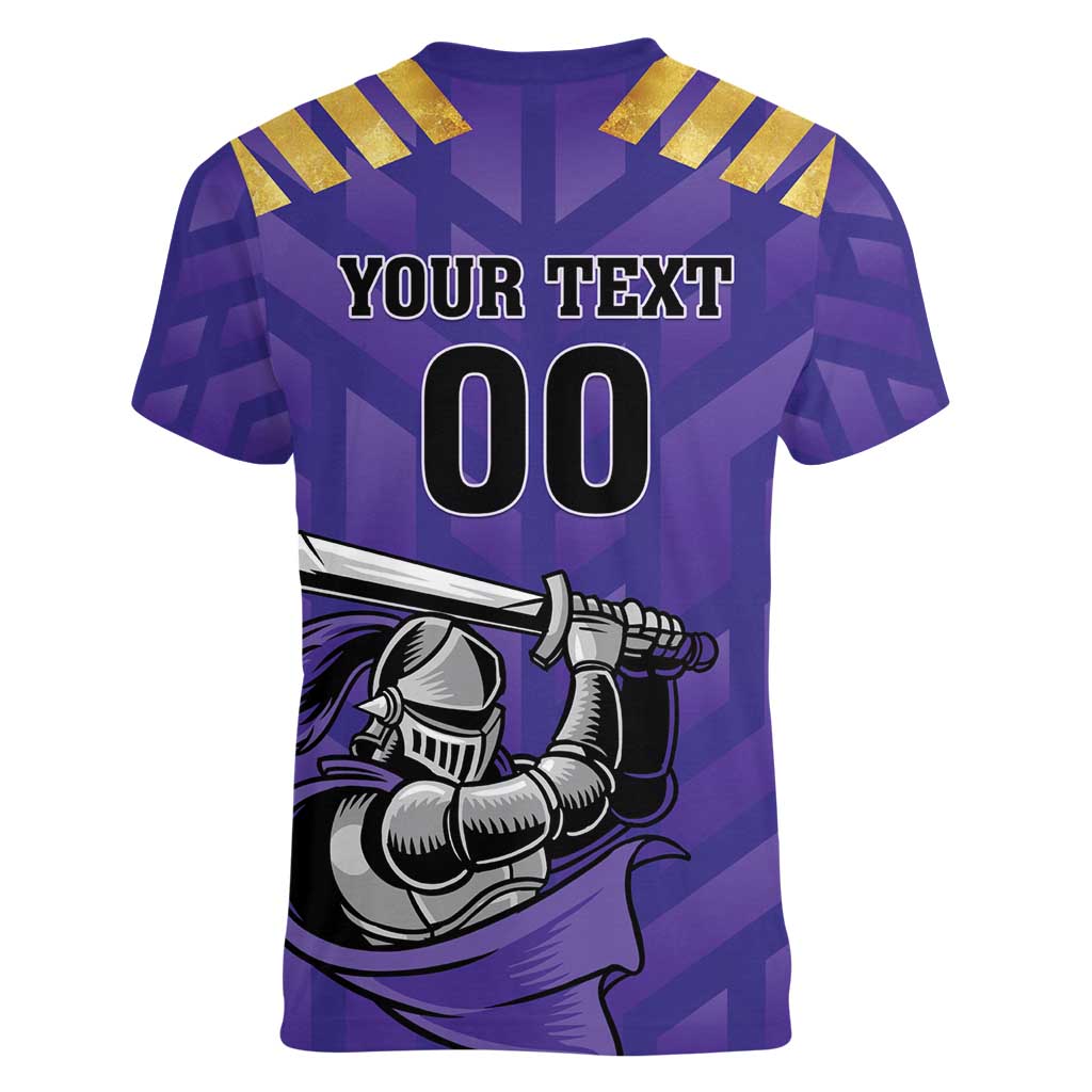 Custom Quetta Cricket Gladiators Women V-Neck T-Shirt One Force Purple Force - Wonder Print Shop