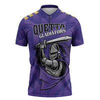 Custom Quetta Cricket Gladiators Zipper Polo Shirt One Force Purple Force - Wonder Print Shop
