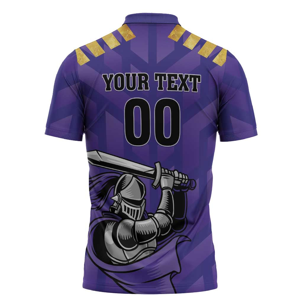 Custom Quetta Cricket Gladiators Zipper Polo Shirt One Force Purple Force - Wonder Print Shop