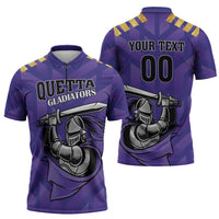 Custom Quetta Cricket Gladiators Zipper Polo Shirt One Force Purple Force - Wonder Print Shop