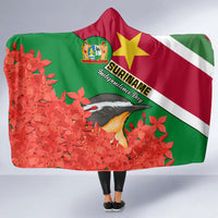 personalised-suriname-independence-day-hooded-blanket-lesser-kiskadee-with-scarlet-jungle-flame-flower