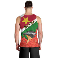 Personalised Suriname Independence Day Men Tank Top Lesser Kiskadee With Scarlet Jungle Flame Flower - Wonder Print Shop