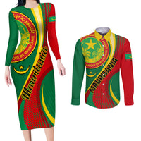 Personalised Mauritania Independence Day Couples Matching Long Sleeve Bodycon Dress and Long Sleeve Button Shirt Mauritanian Seal Special Version - Wonder Print Shop