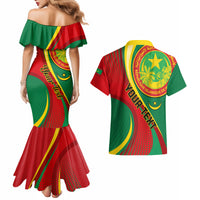 Personalised Mauritania Independence Day Couples Matching Mermaid Dress and Hawaiian Shirt Mauritanian Seal Special Version - Wonder Print Shop