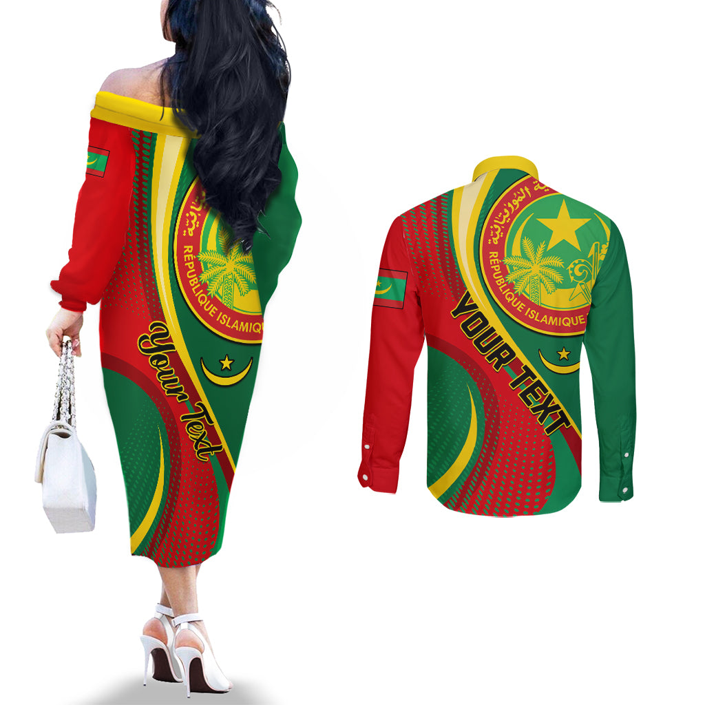 personalised-mauritania-independence-day-couples-matching-off-the-shoulder-long-sleeve-dress-and-long-sleeve-button-shirt-mauritanian-seal-special-version