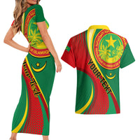 Personalised Mauritania Independence Day Couples Matching Short Sleeve Bodycon Dress and Hawaiian Shirt Mauritanian Seal Special Version - Wonder Print Shop