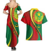 Personalised Mauritania Independence Day Couples Matching Summer Maxi Dress and Hawaiian Shirt Mauritanian Seal Special Version - Wonder Print Shop