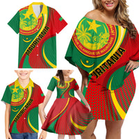 Personalised Mauritania Independence Day Family Matching Off Shoulder Short Dress and Hawaiian Shirt Mauritanian Seal Special Version - Wonder Print Shop