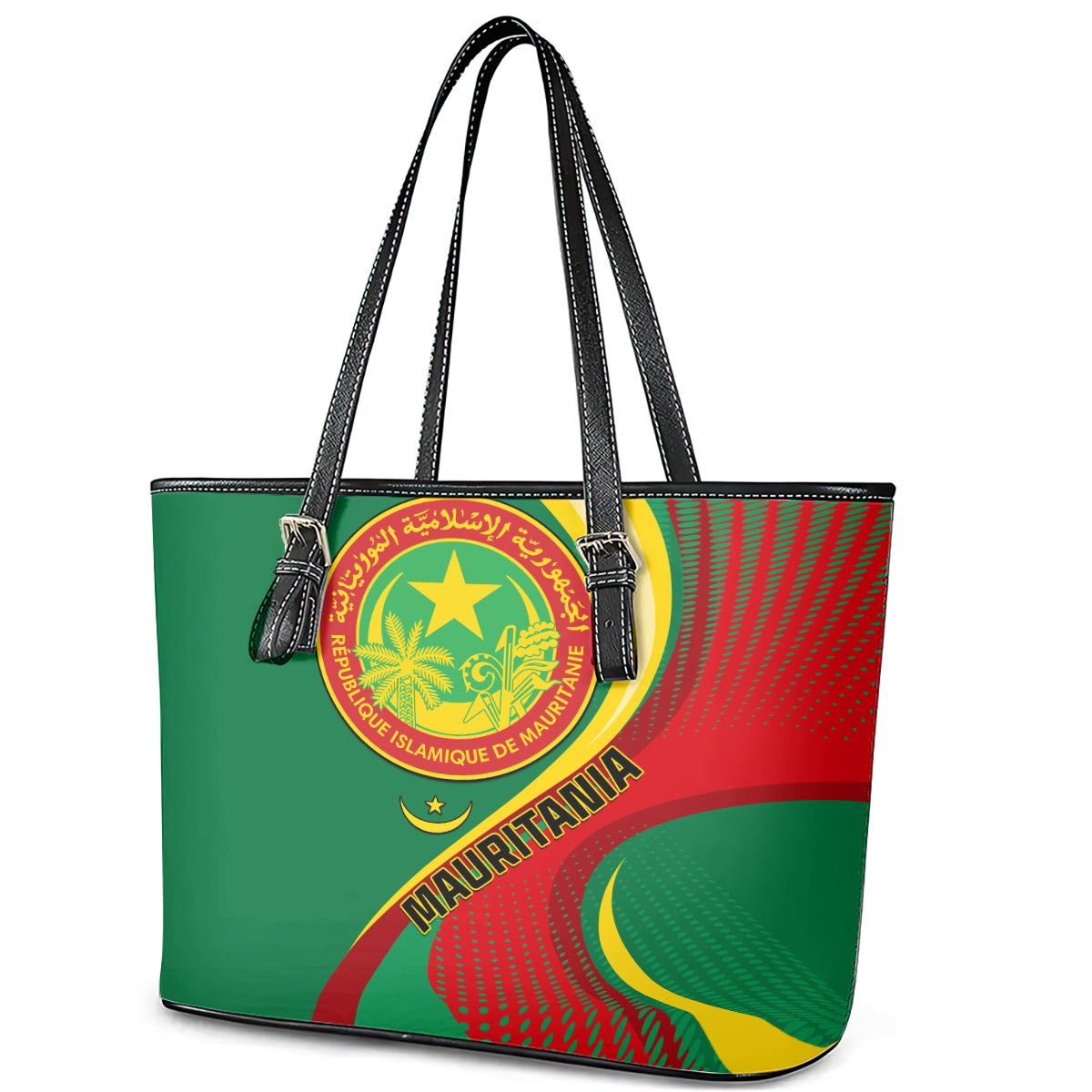 Mauritania Independence Day Leather Tote Bag Mauritanian Seal Special Version - Wonder Print Shop