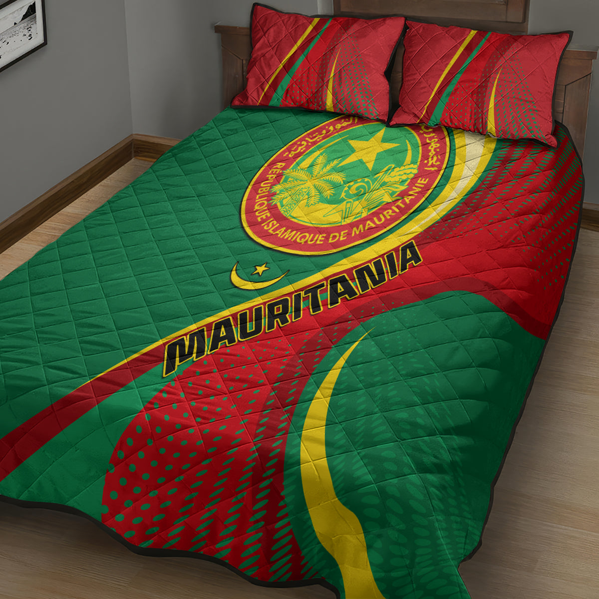 Mauritania Independence Day Quilt Bed Set Mauritanian Seal Special Version - Wonder Print Shop