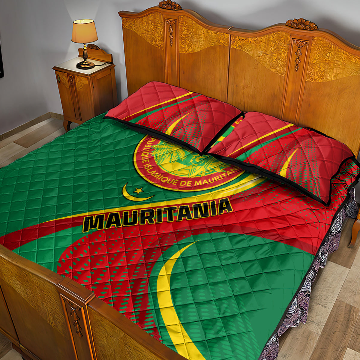 Mauritania Independence Day Quilt Bed Set Mauritanian Seal Special Version - Wonder Print Shop