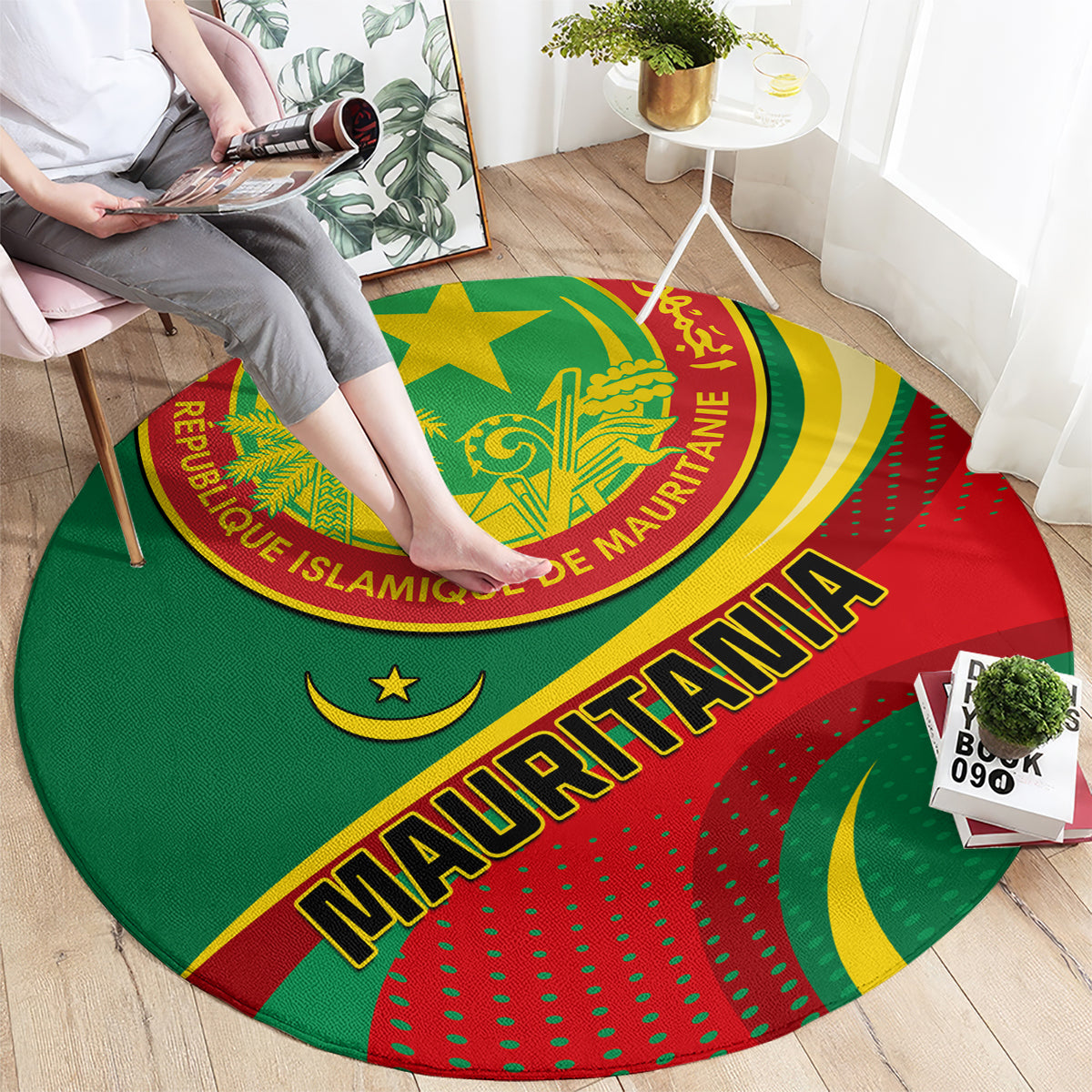 personalised-mauritania-independence-day-round-carpet-mauritanian-seal-special-version
