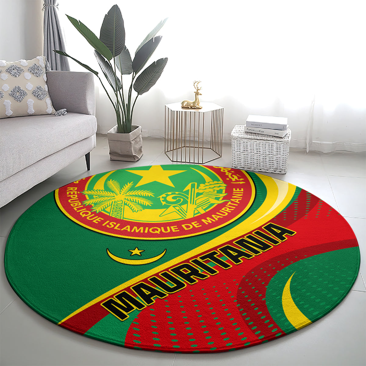 personalised-mauritania-independence-day-round-carpet-mauritanian-seal-special-version