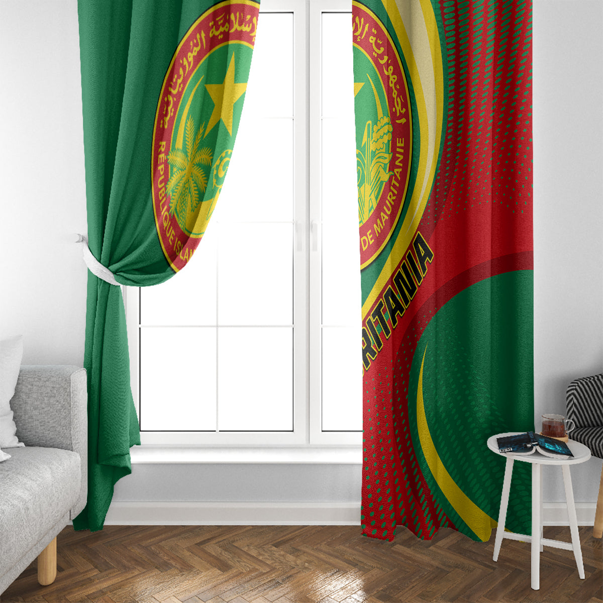 Mauritania Independence Day Window Curtain Mauritanian Seal Special Version - Wonder Print Shop