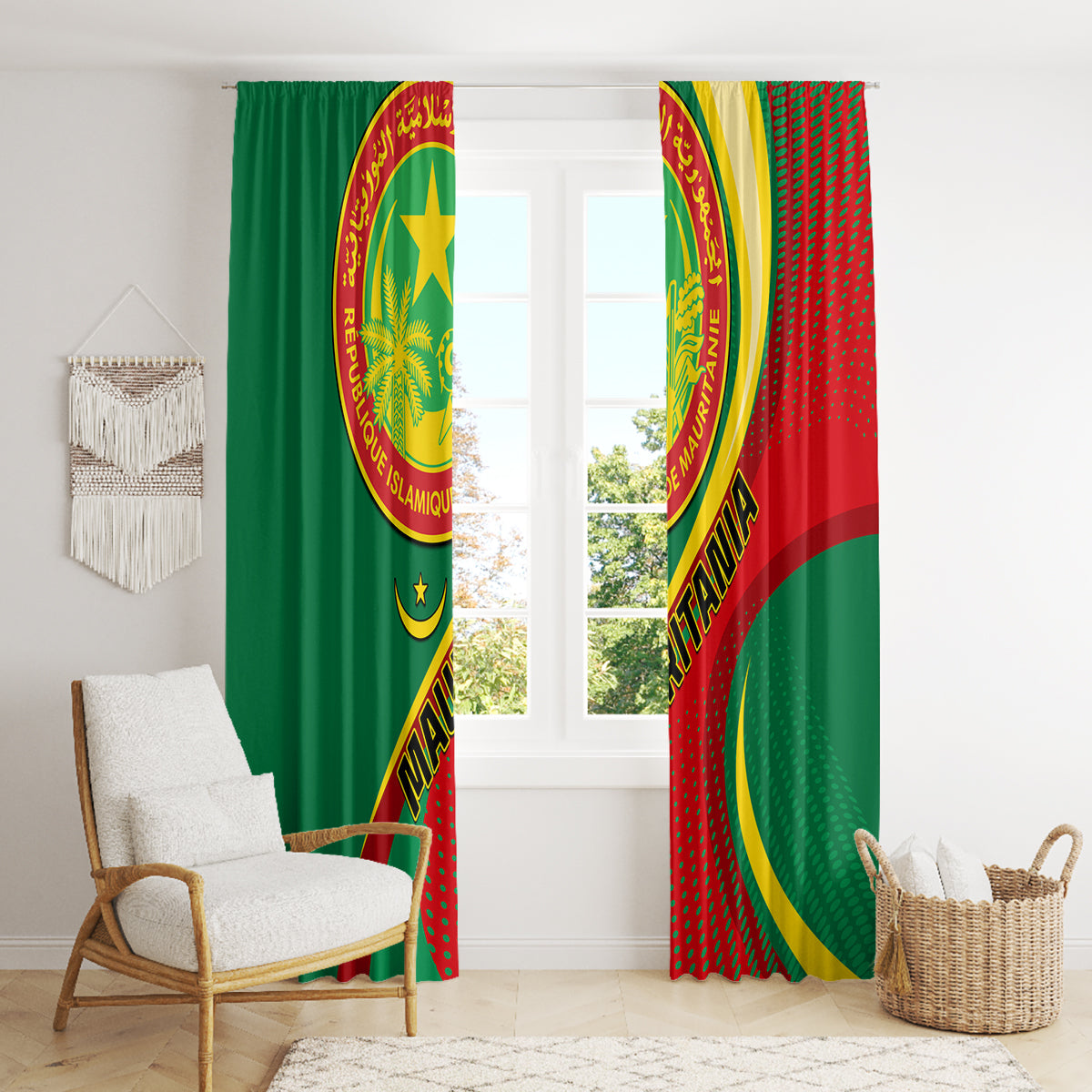 Mauritania Independence Day Window Curtain Mauritanian Seal Special Version - Wonder Print Shop