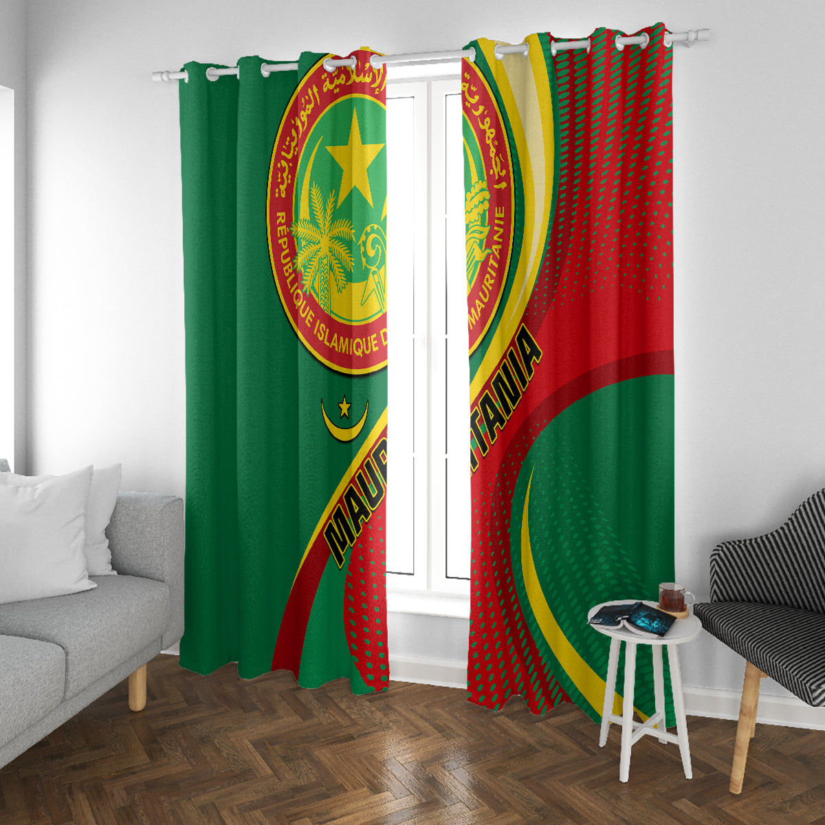 Mauritania Independence Day Window Curtain Mauritanian Seal Special Version - Wonder Print Shop