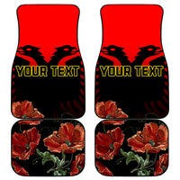 Personalised Albania Independence Day Car Mats Albanian Coat Of Arms With Red Poppy Flower - Wonder Print Shop