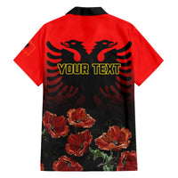 Personalised Albania Independence Day Family Matching Off Shoulder Long Sleeve Dress and Hawaiian Shirt Albanian Coat Of Arms With Red Poppy Flower - Wonder Print Shop