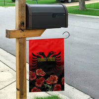 Personalised Albania Independence Day Garden Flag Albanian Coat Of Arms With Red Poppy Flower - Wonder Print Shop