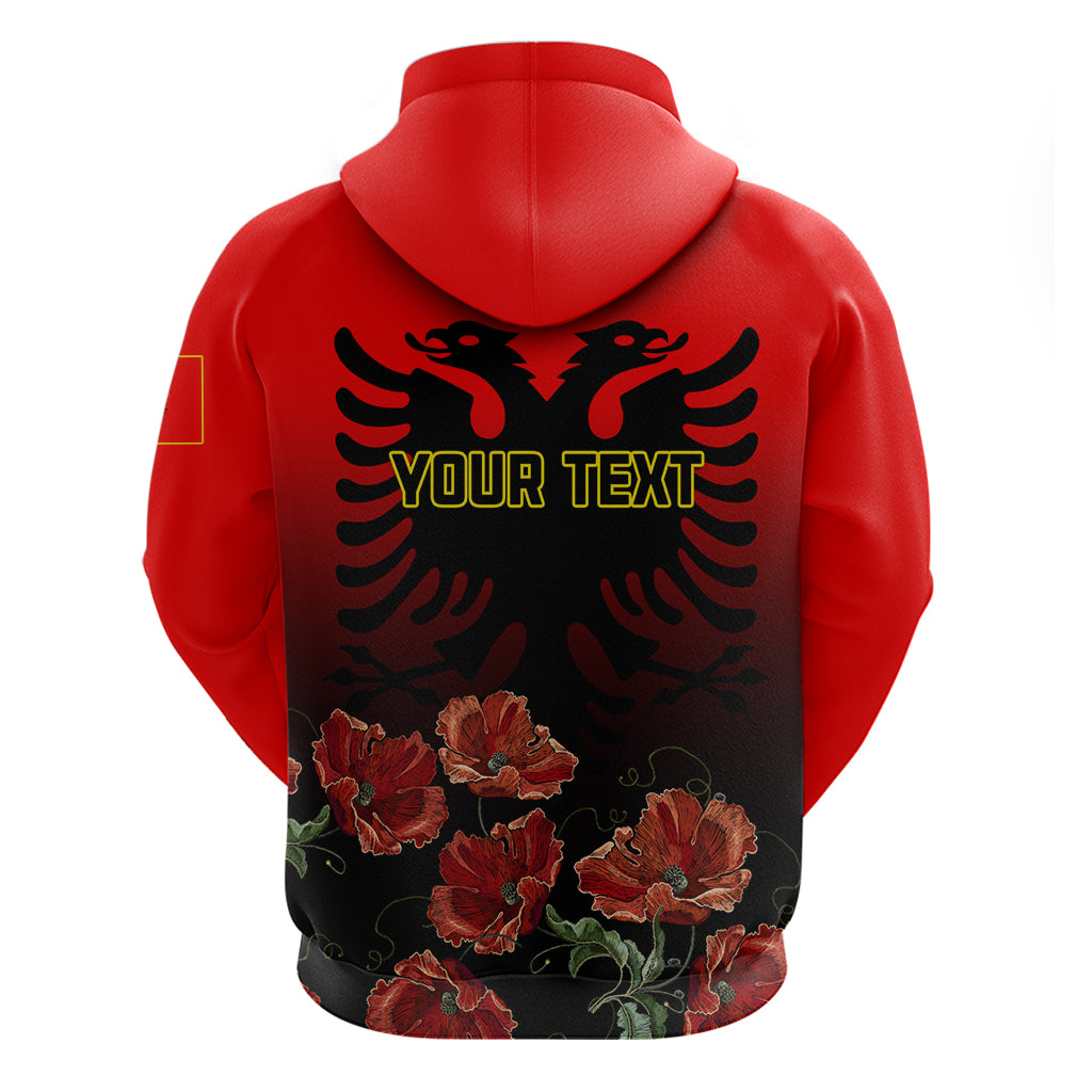 Personalised Albania Independence Day Hoodie Albanian Coat Of Arms With Red Poppy Flower - Wonder Print Shop