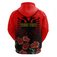 Personalised Albania Independence Day Hoodie Albanian Coat Of Arms With Red Poppy Flower - Wonder Print Shop